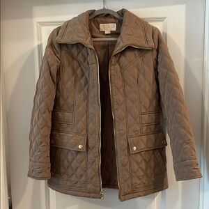 Michael Kors Tan Puffer Jacket with Quilted Design